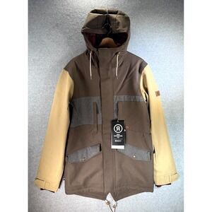 RIDE Snowboards Montlake Jacket Men's Medium Taupe Khaki Lined Hooded Full-Zip